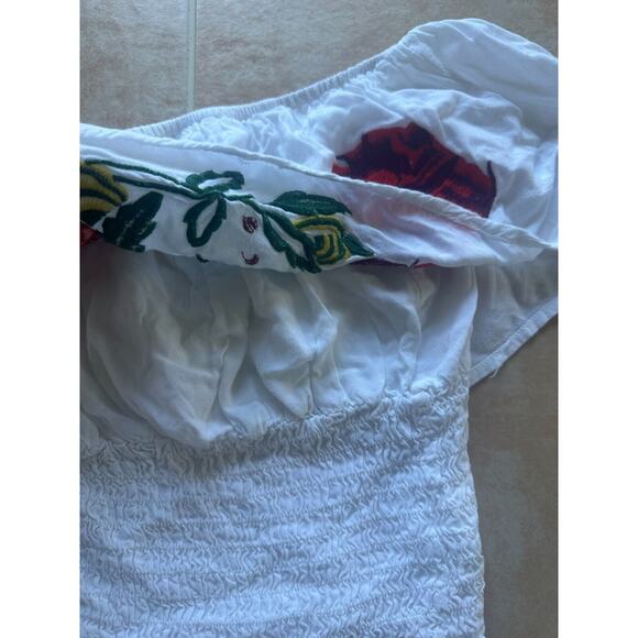 FOREVER 21 Off shoulder white embroidered crop top blouse size S - Picture 3 of 7